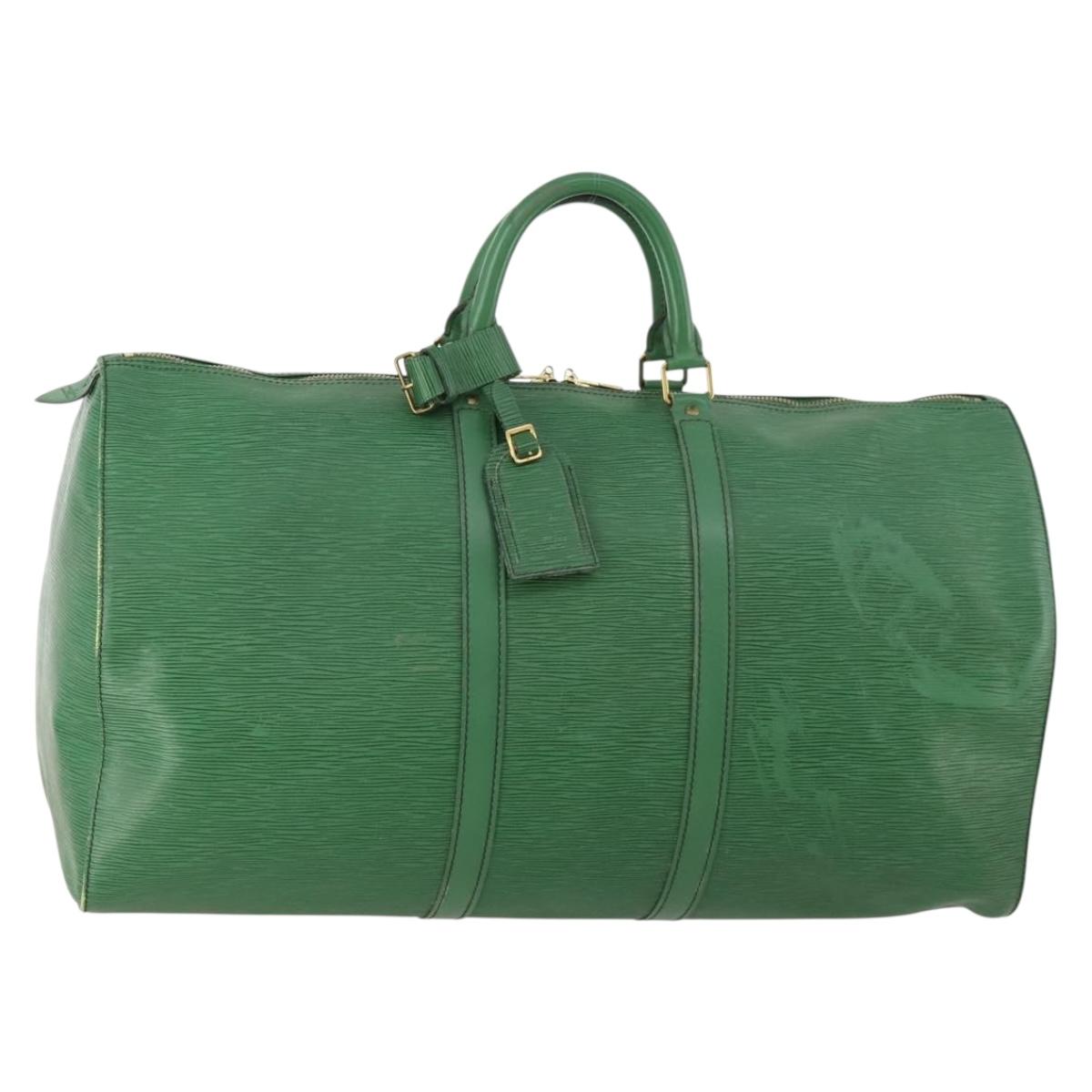 LOUIS VUITTON Epi Keepall 55 Boston Bag Green M42954 LV Auth 171031