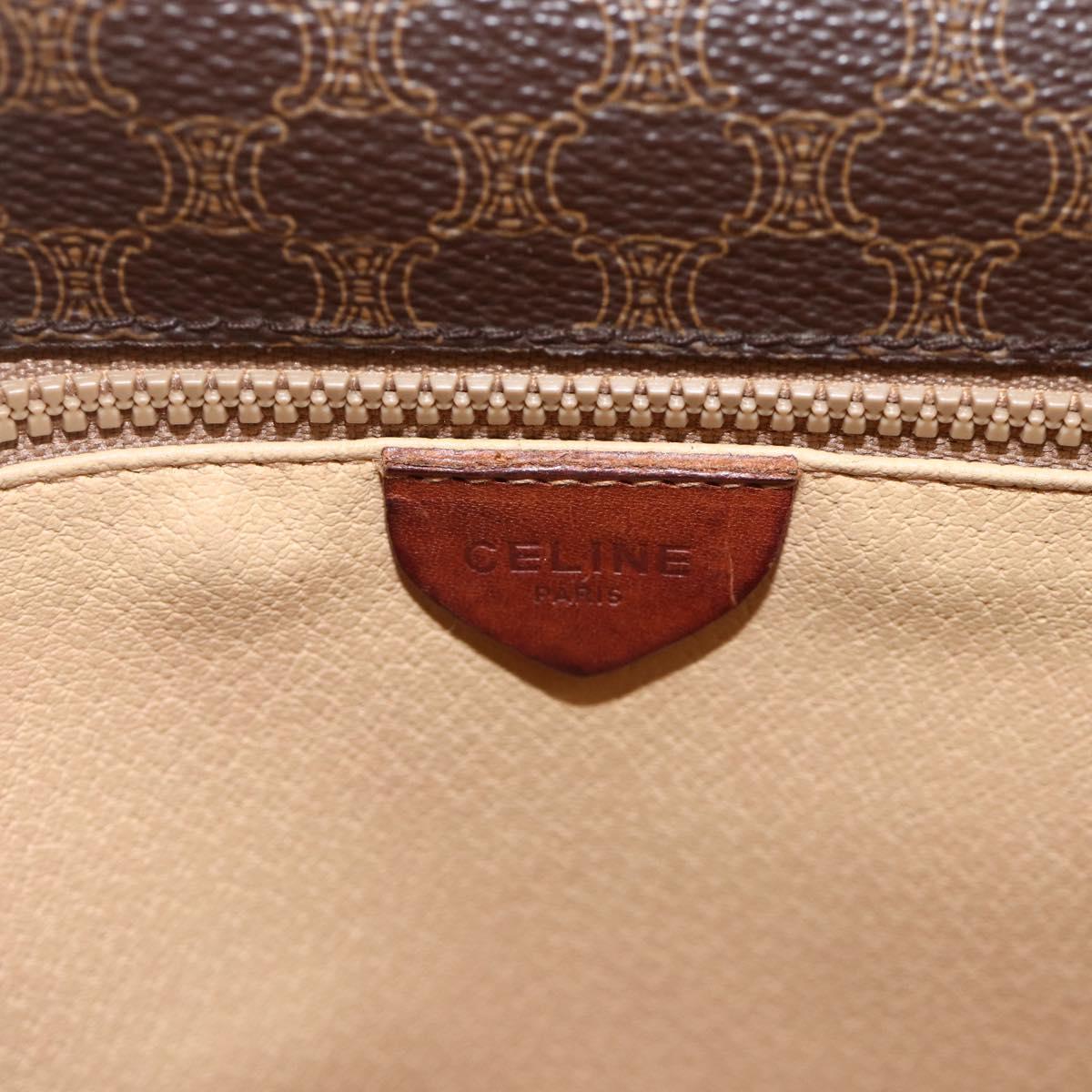 CELINE Macadam Canvas Shoulder Bag PVC Leather Brown Gold Auth 171040