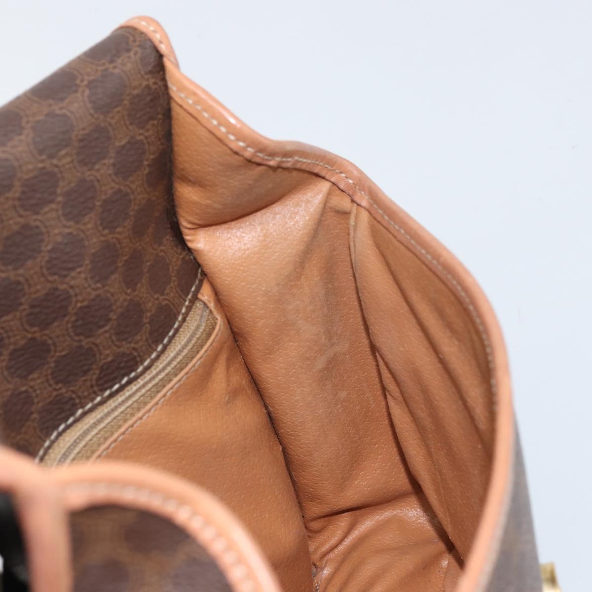 CELINE Macadam Canvas Circle Shoulder Bag PVC Leather Brown Gold Auth 171041