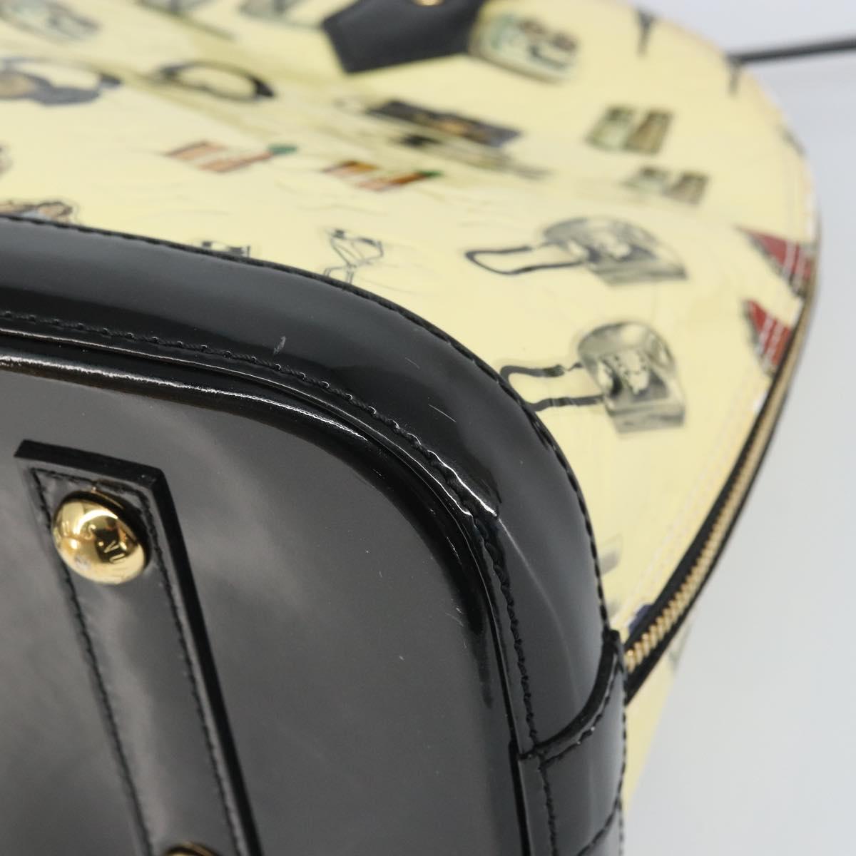 LOUIS VUITTON Vernis Sticker Print Alma PM Hand Bag White M50466 LV Auth 171045