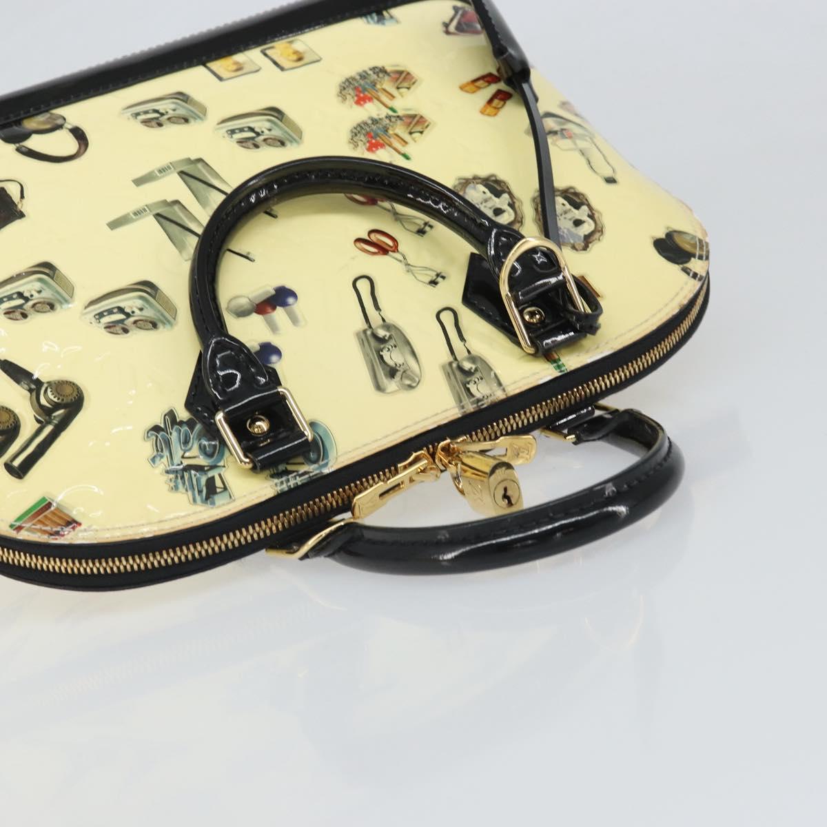 LOUIS VUITTON Vernis Sticker Print Alma PM Hand Bag White M50466 LV Auth 171045