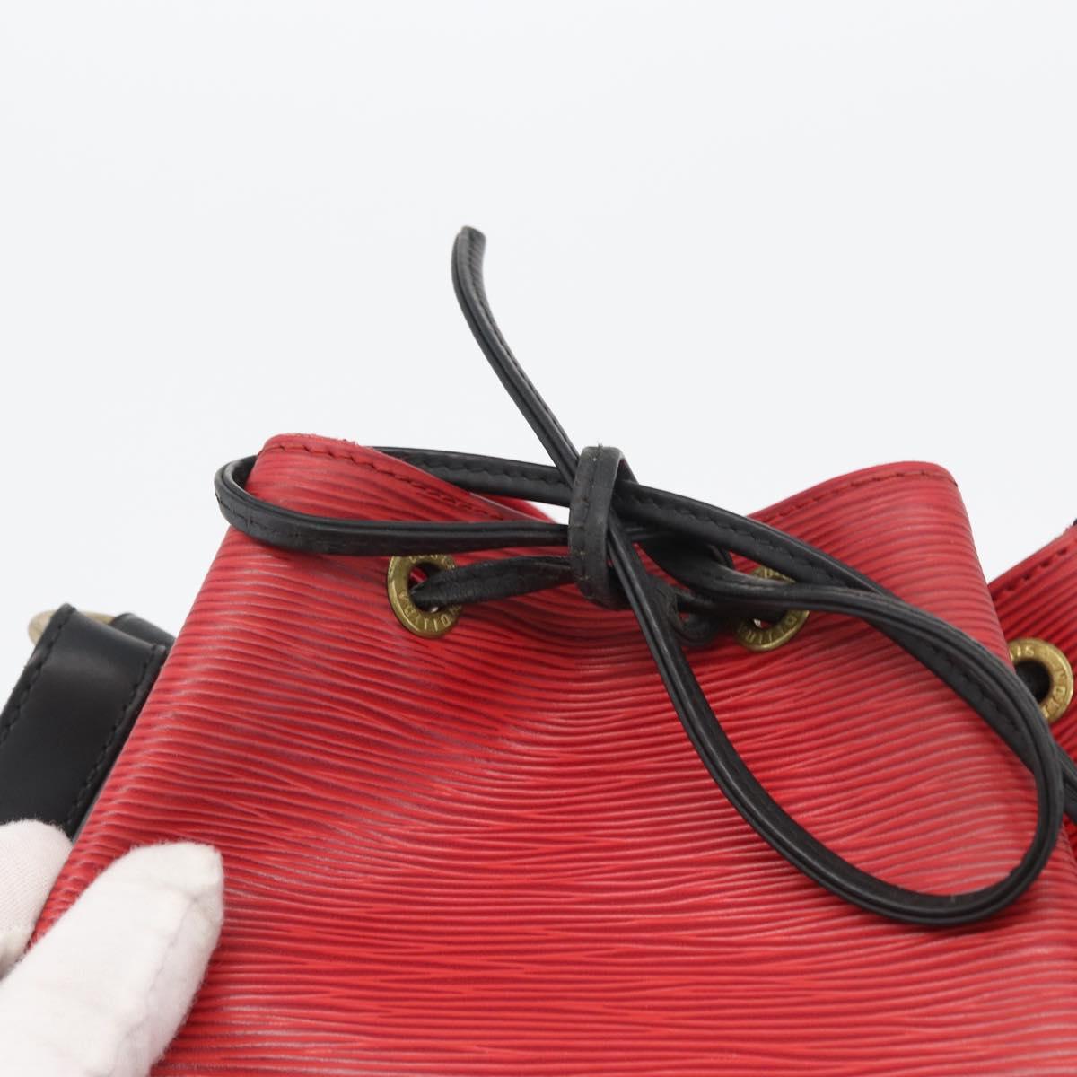 LOUIS VUITTON Epi Petit Noe Shoulder Bag Bicolor Black Red M44172 Auth 171047