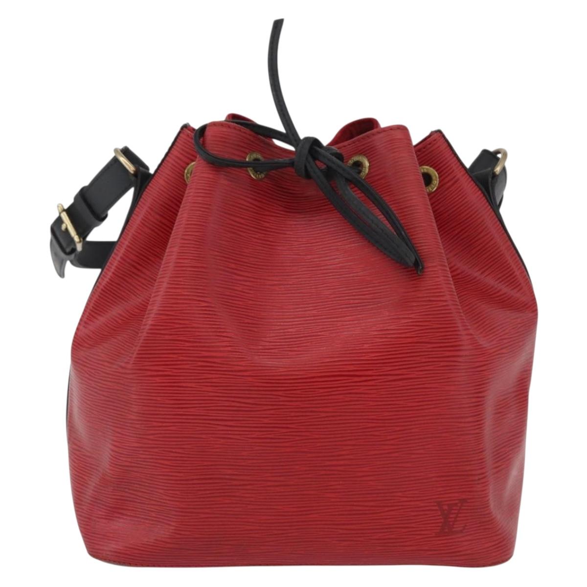 LOUIS VUITTON Epi Petit Noe Shoulder Bag Bicolor Black Red M44172 Auth 171047