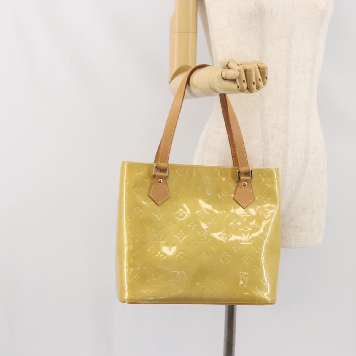 LOUIS VUITTON Monogram Vernis Houston Hand Bag Beige M91004 LV Auth 171052