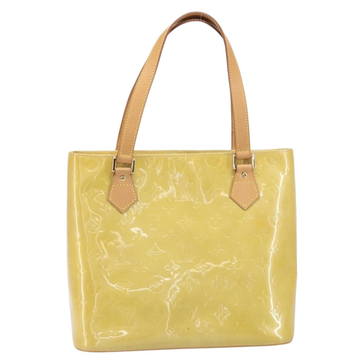 LOUIS VUITTON Monogram Vernis Houston Hand Bag Beige M91004 LV Auth 171052