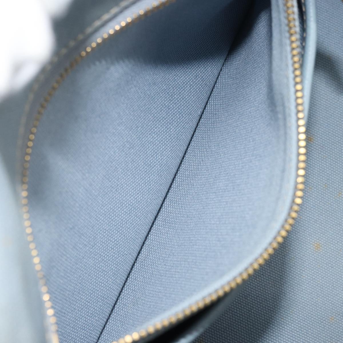 PRADA Canapa MM Hand Bag Canvas Light Blue Gold Auth 171056
