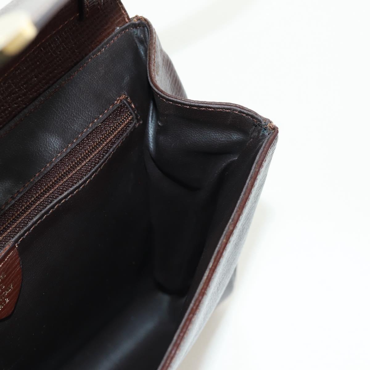 CELINE Circle Shoulder Bag Leather Brown Gold Auth 171061A