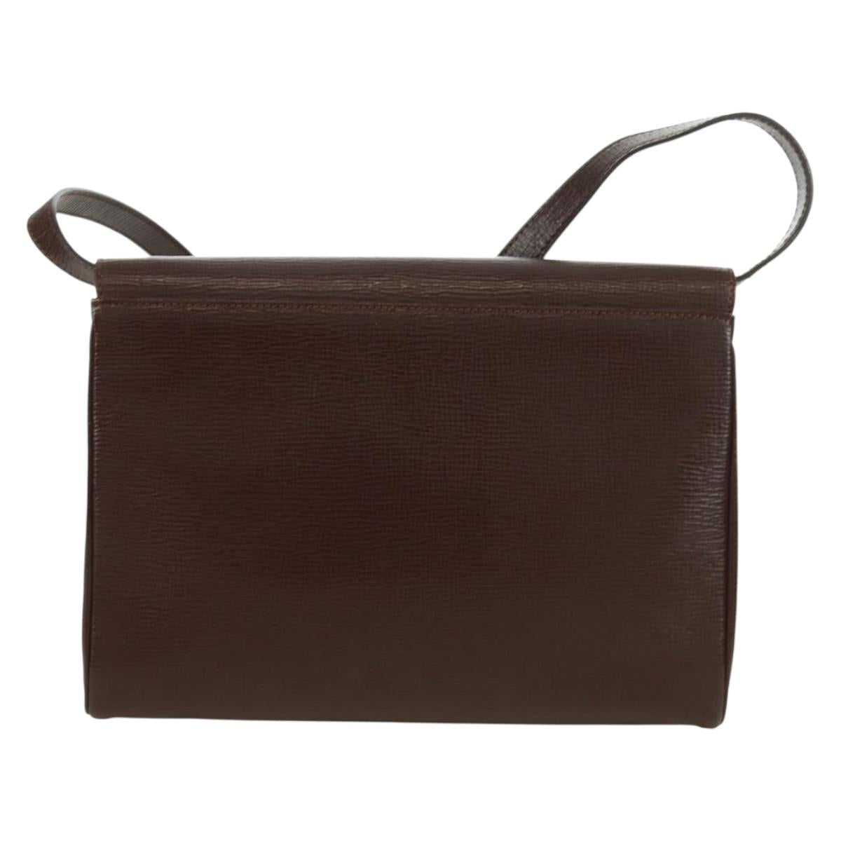 CELINE Circle Shoulder Bag Leather Brown Gold Auth 171061A