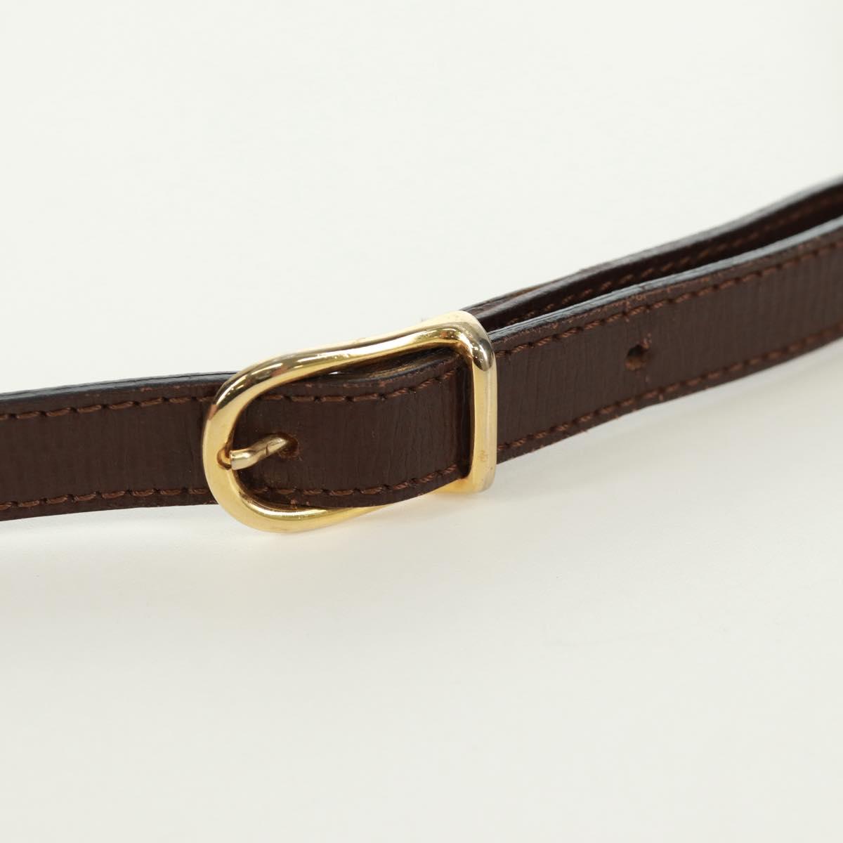 CELINE Circle Shoulder Bag Leather Brown Gold Auth 171061A
