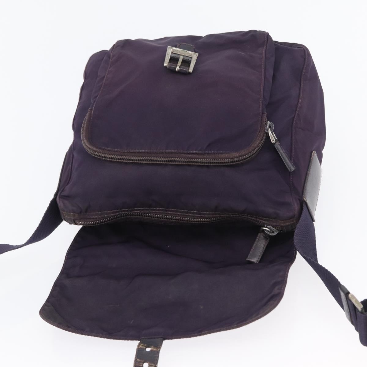 PRADA Shoulder Bag Nylon Purple Silver Auth 171063