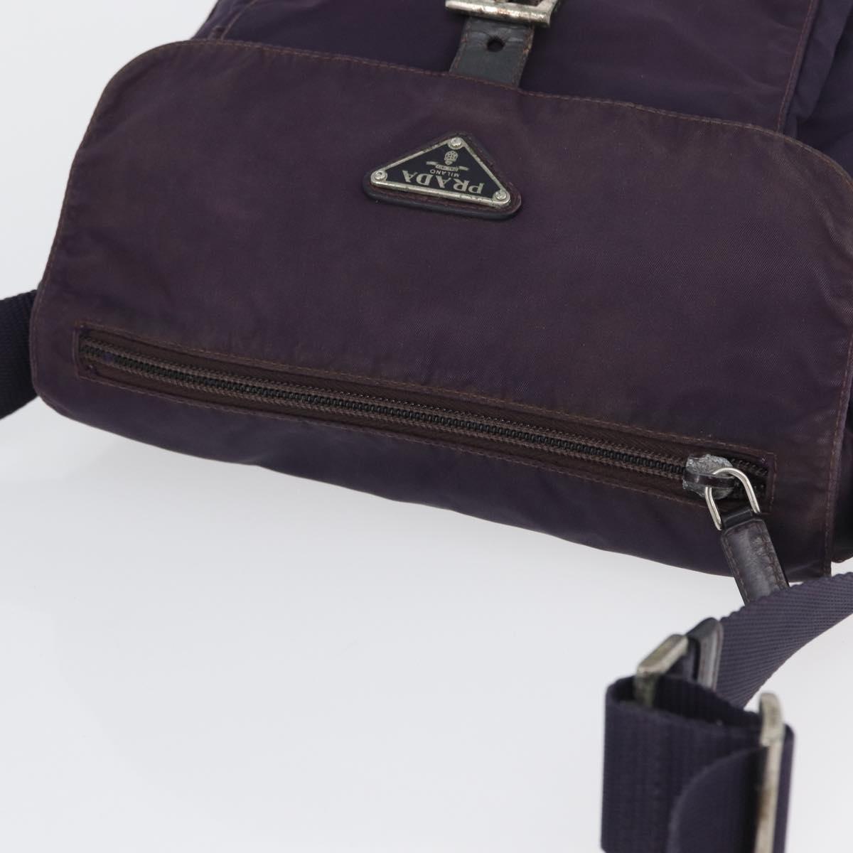 PRADA Shoulder Bag Nylon Purple Silver Auth 171063