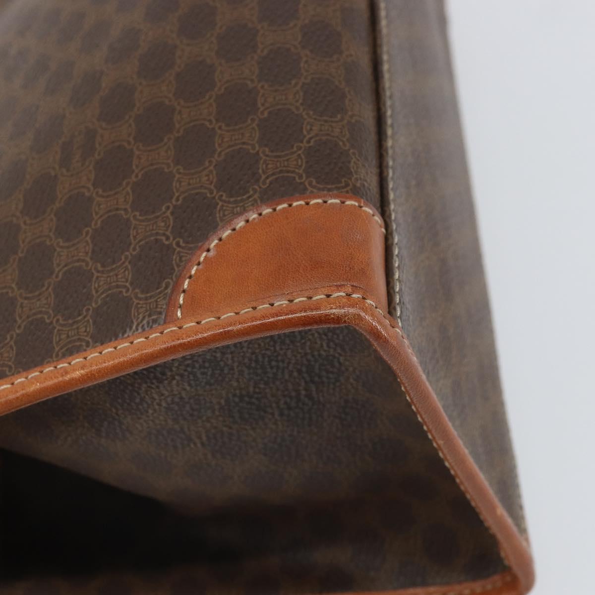 CELINE Macadam Canvas Hand Bag PVC Leather Brown Gold Auth 171069