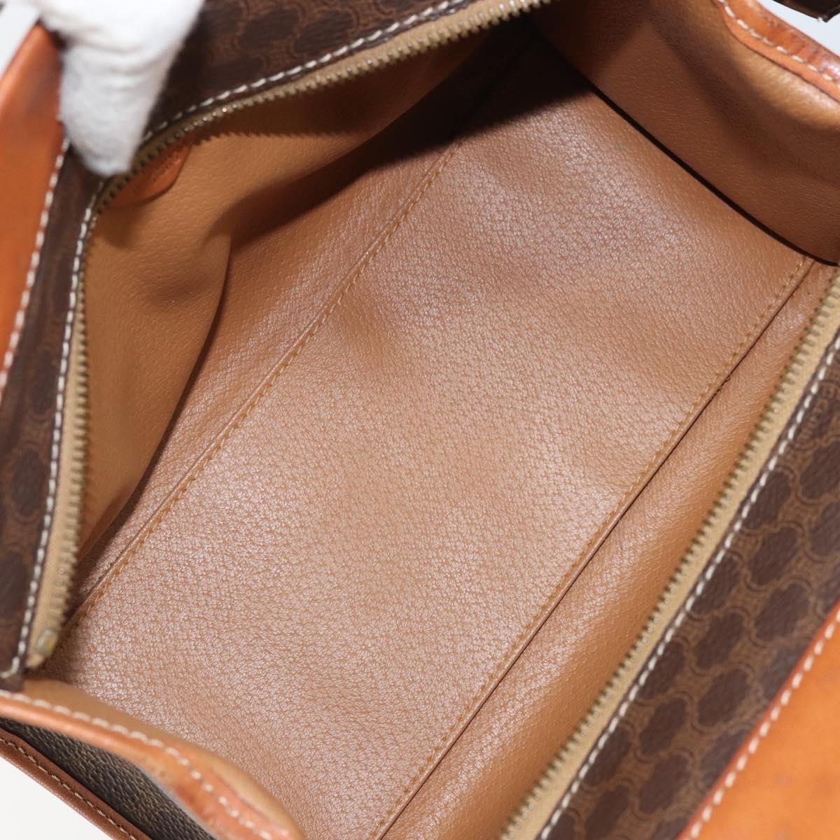 CELINE Macadam Canvas Hand Bag PVC Leather Brown Gold Auth 171069