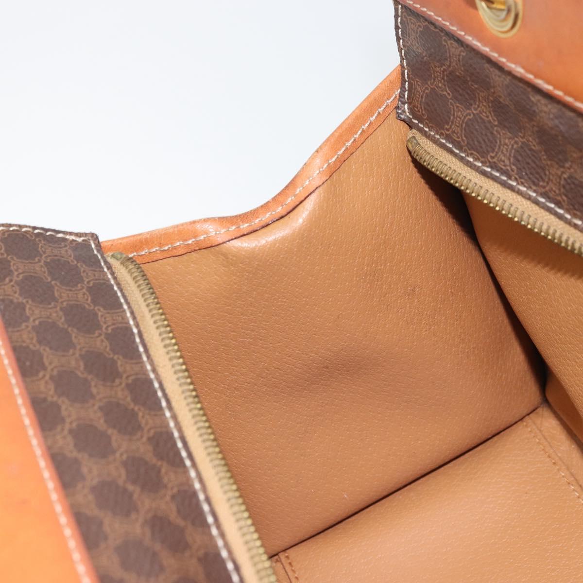 CELINE Macadam Canvas Hand Bag PVC Leather Brown Gold Auth 171069