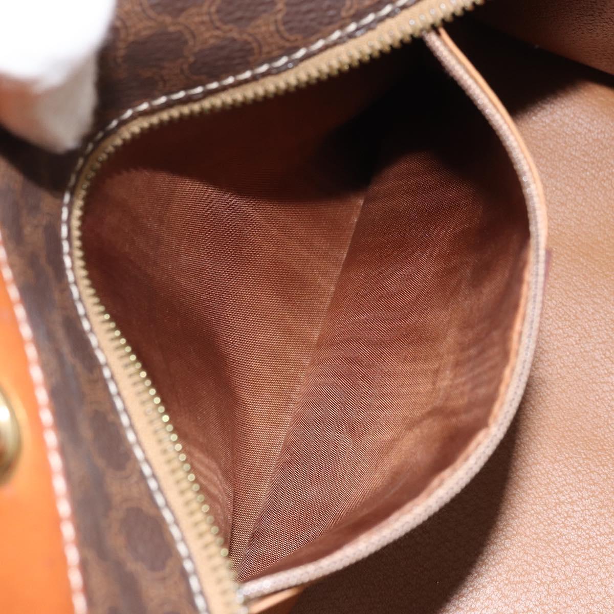 CELINE Macadam Canvas Hand Bag PVC Leather Brown Gold Auth 171069