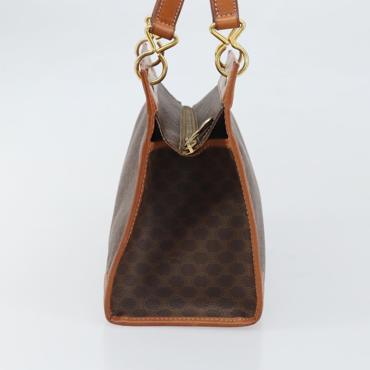 CELINE Macadam Canvas Hand Bag PVC Leather Brown Gold Auth 171069