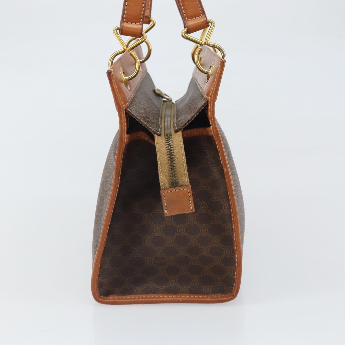 CELINE Macadam Canvas Hand Bag PVC Leather Brown Gold Auth 171069