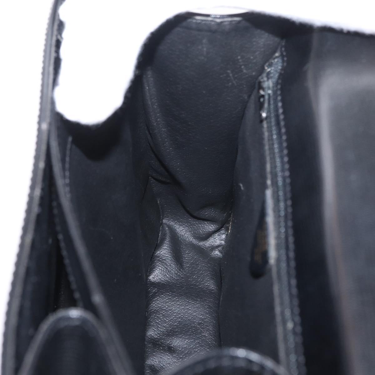 CELINE Circle Hand Bag Leather Black Gold Auth 171070