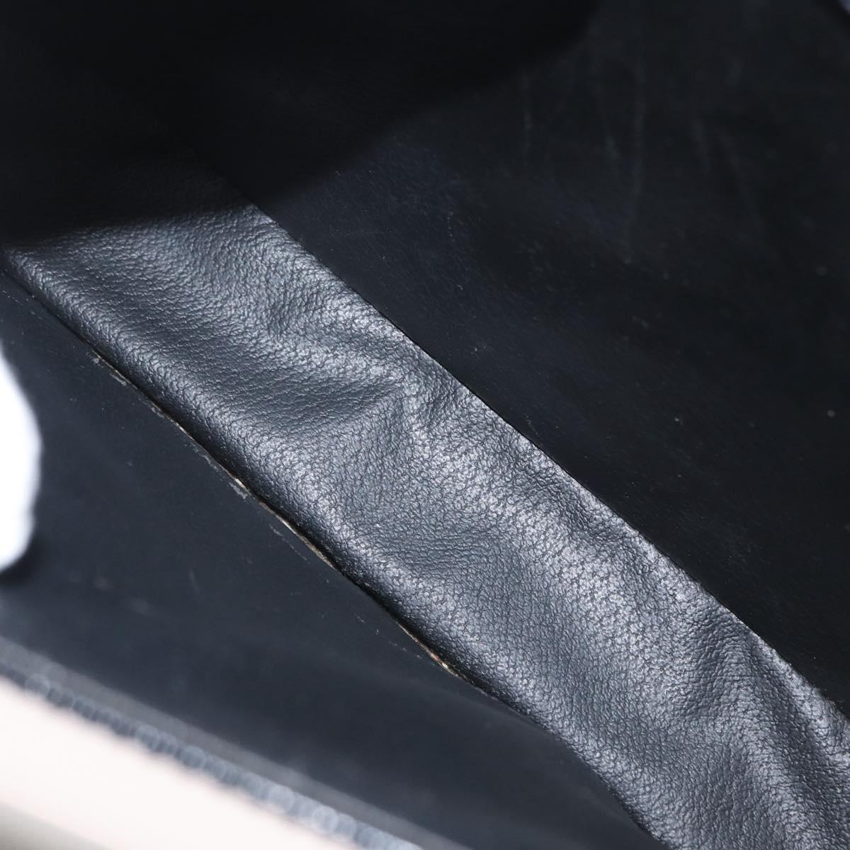 CELINE Circle Hand Bag Leather Black Gold Auth 171070