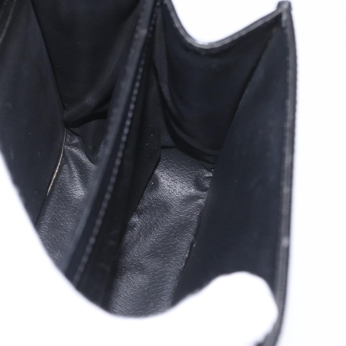 CELINE Circle Hand Bag Leather Black Gold Auth 171070