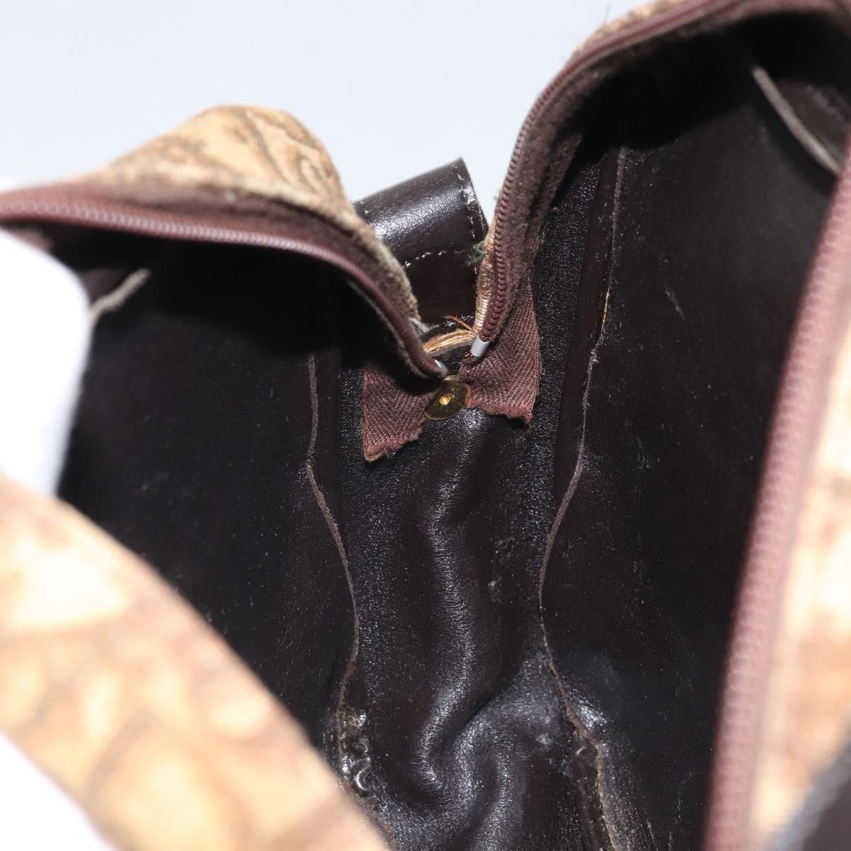 Christian Dior Trotter Canvas Shoulder Bag Brown Gold Auth 171073
