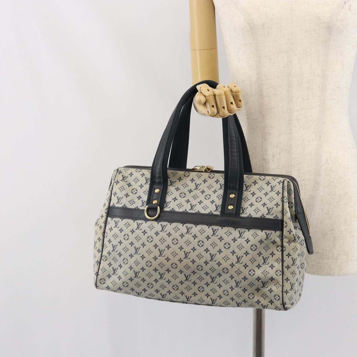 LOUIS VUITTON Monogram Mini Josephine GM Hand Bag Blue M92211 LV Auth 171074