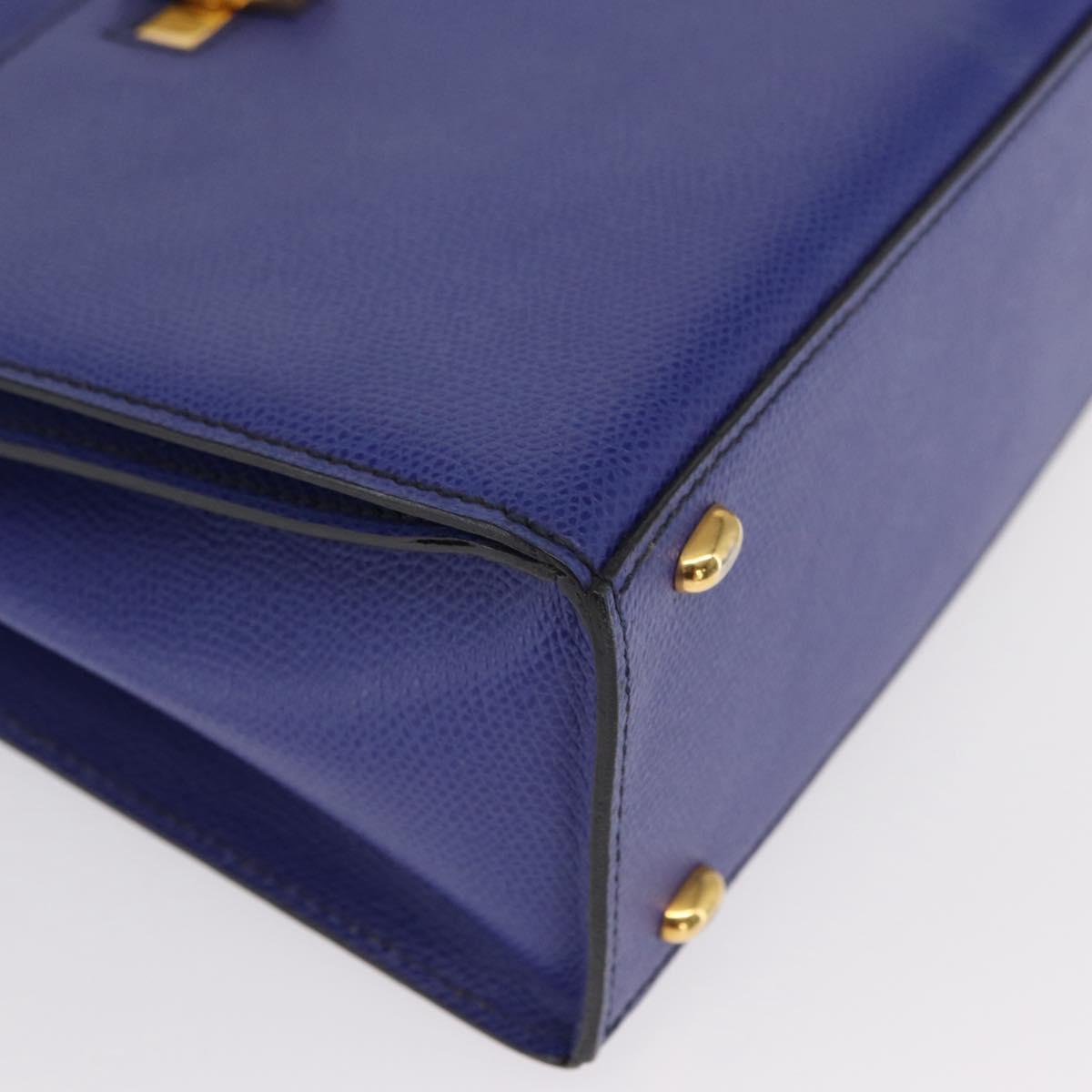 CELINE Circle Hand Bag Leather Purple Gold Auth 171089