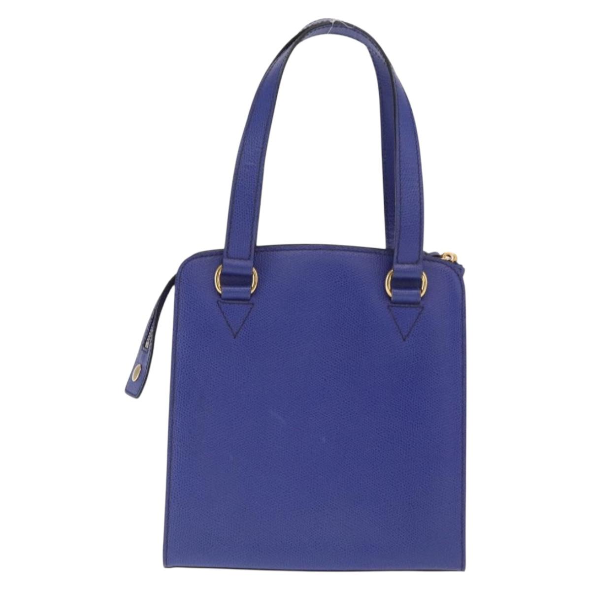 CELINE Circle Hand Bag Leather Purple Gold Auth 171089