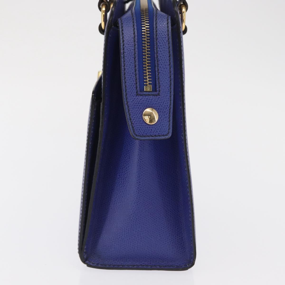 CELINE Circle Hand Bag Leather Purple Gold Auth 171089