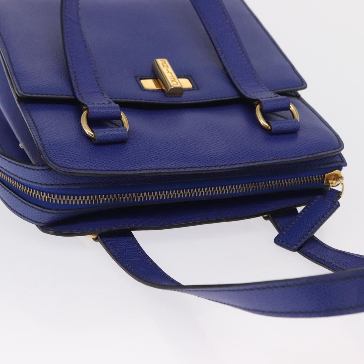CELINE Circle Hand Bag Leather Purple Gold Auth 171089