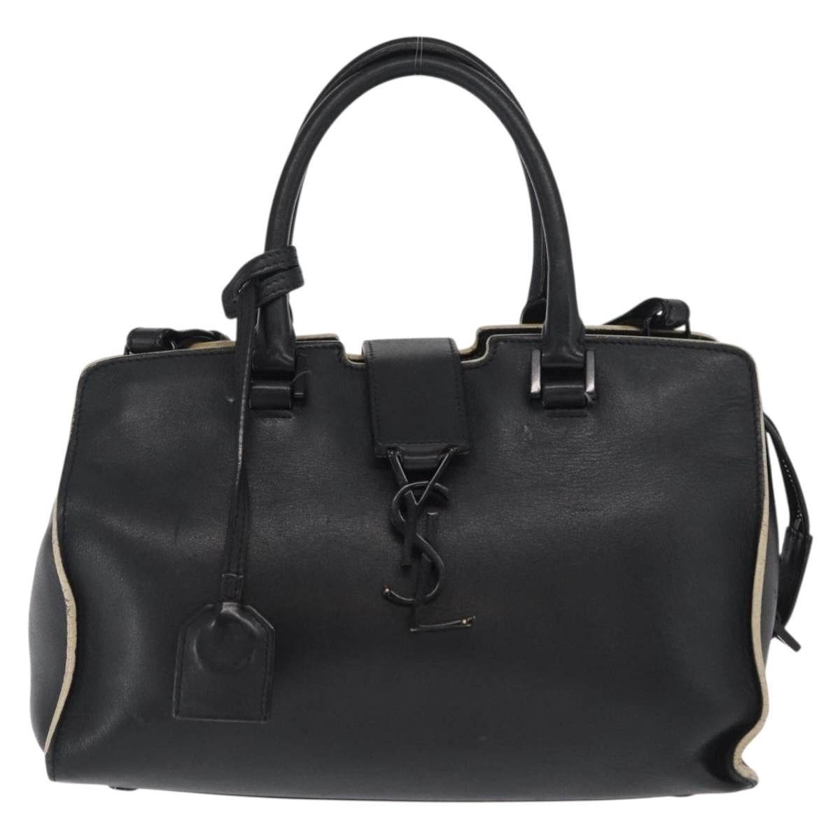 SAINT LAURENT Baby Kabas Hand Bag Leather 2way Black LTH424868 Auth 171093