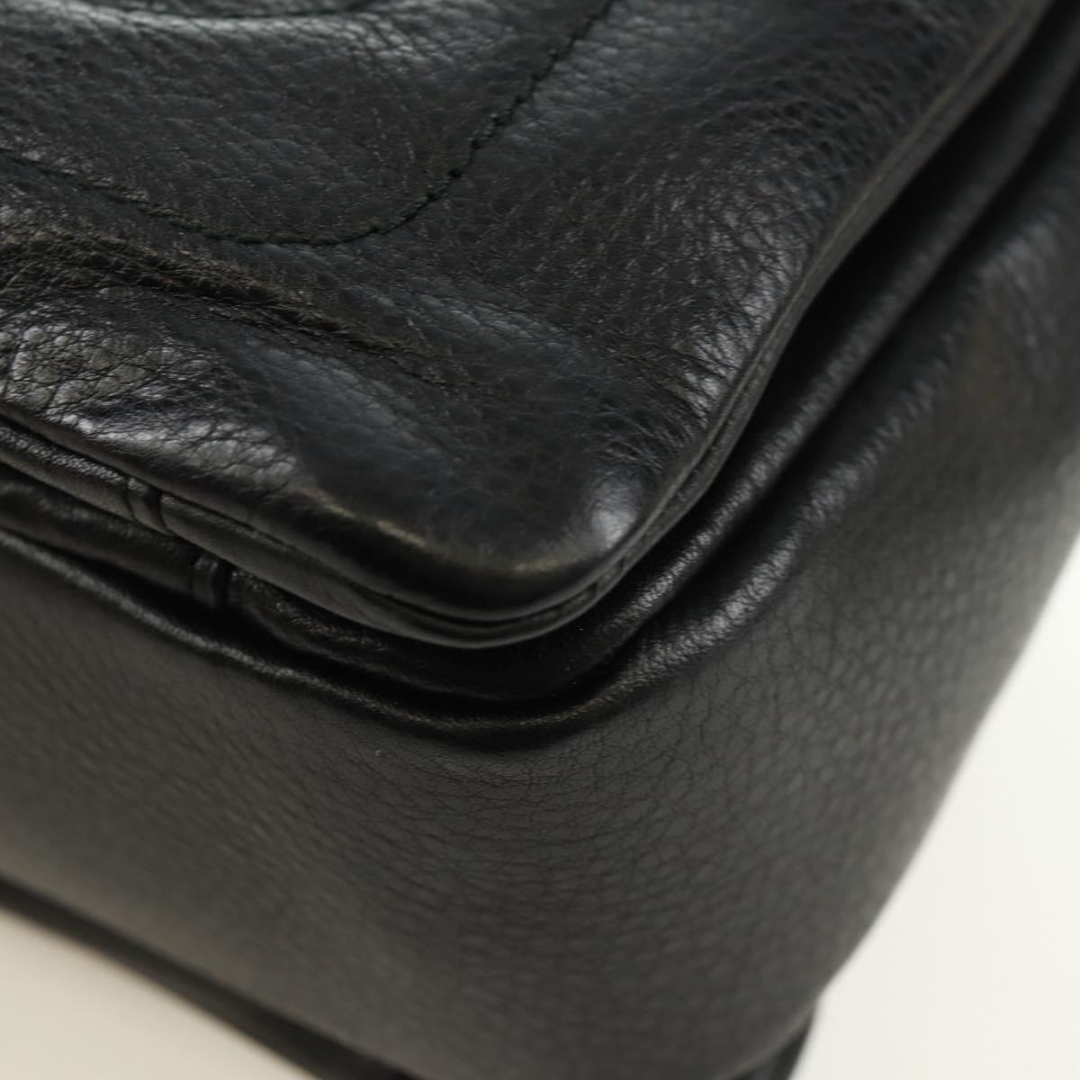 BALLY Chain Shoulder Bag Leather Black Gold Auth 171094V