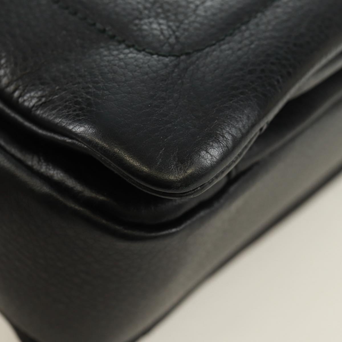 BALLY Chain Shoulder Bag Leather Black Gold Auth 171094V