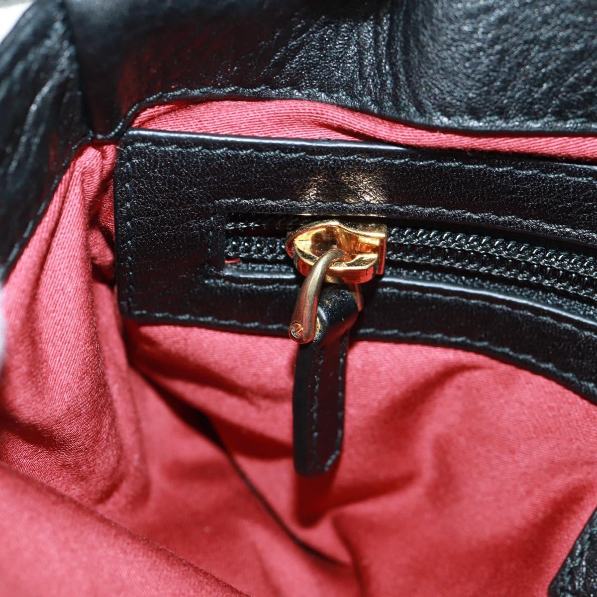 BALLY Chain Shoulder Bag Leather Black Gold Auth 171094V