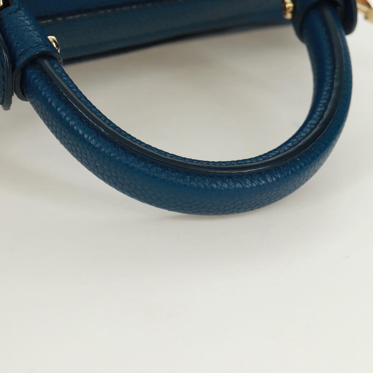 Salvatore Ferragamo Gancini Sofia Hand Bag Leather 2way Blue Gold Auth 171096A