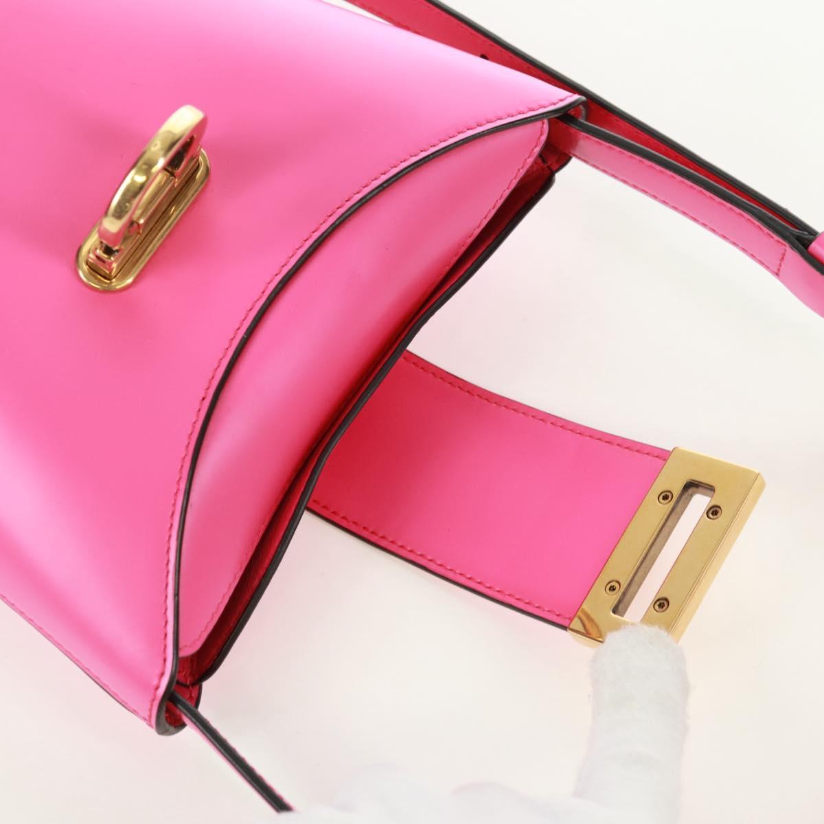 Salvatore Ferragamo Gancini Shoulder Bag Leather Pink Gold Auth 171099M