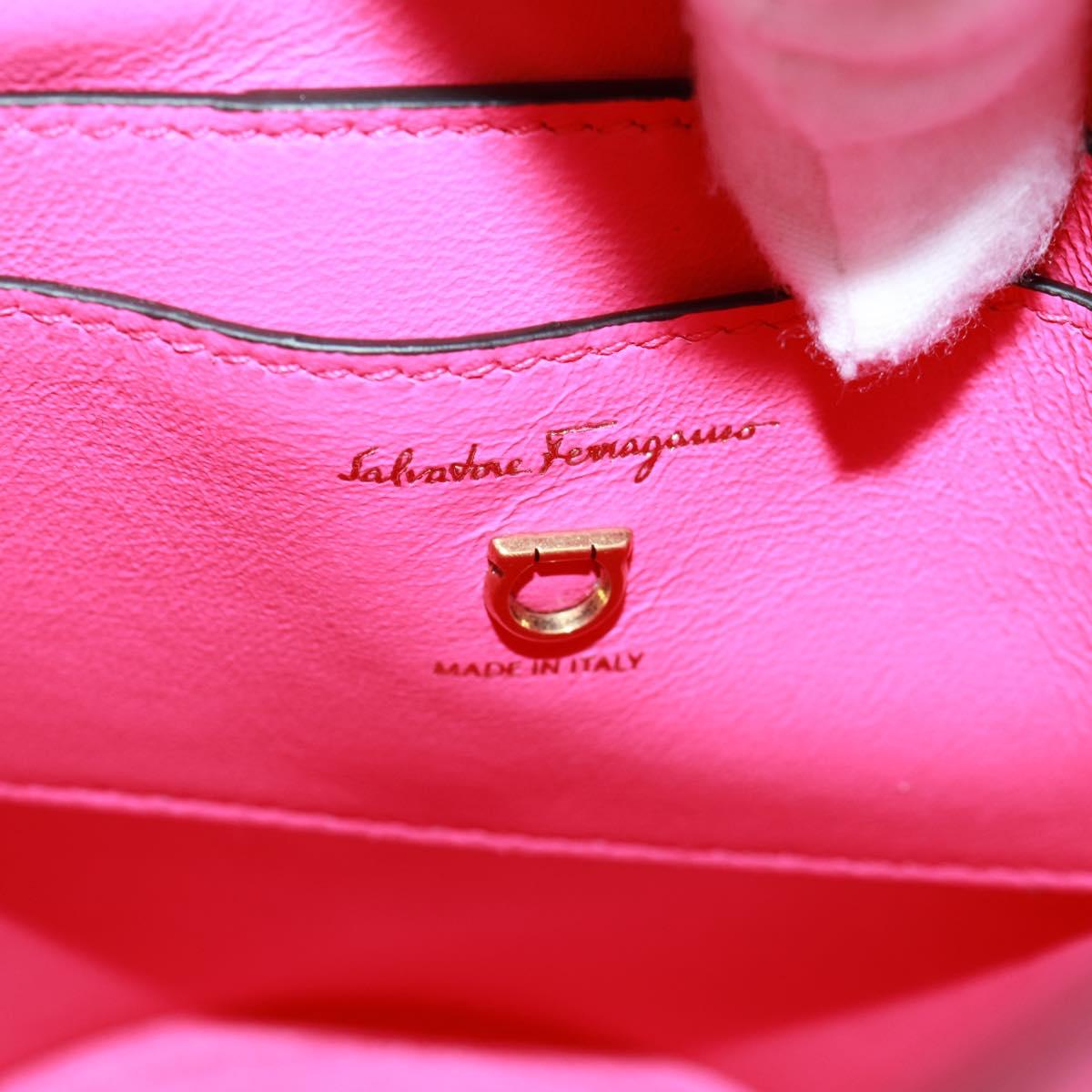 Salvatore Ferragamo Gancini Shoulder Bag Leather Pink Gold Auth 171099M
