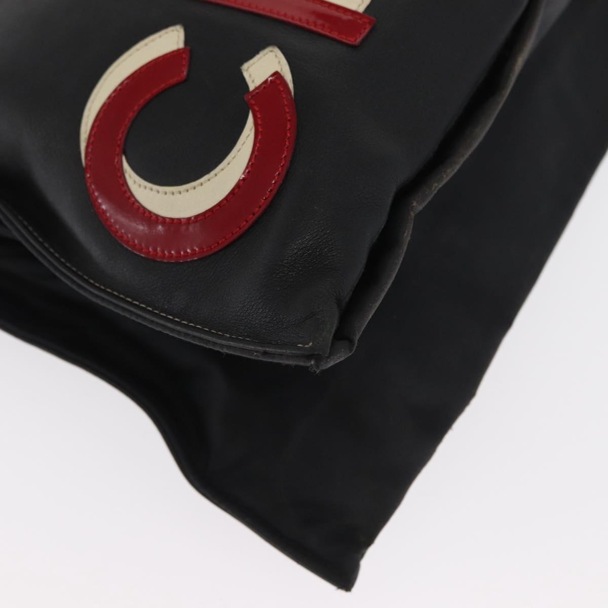 CHANEL Chain Tote Bag Leather Black Silver CC Auth 171101
