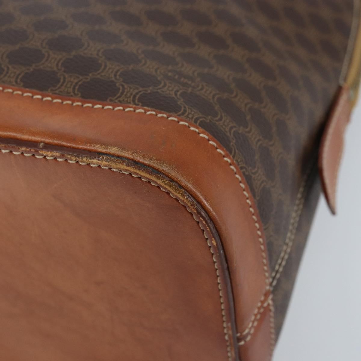 CELINE Macadam Canvas Hand Bag PVC Leather 2way Brown Gold Auth 171116
