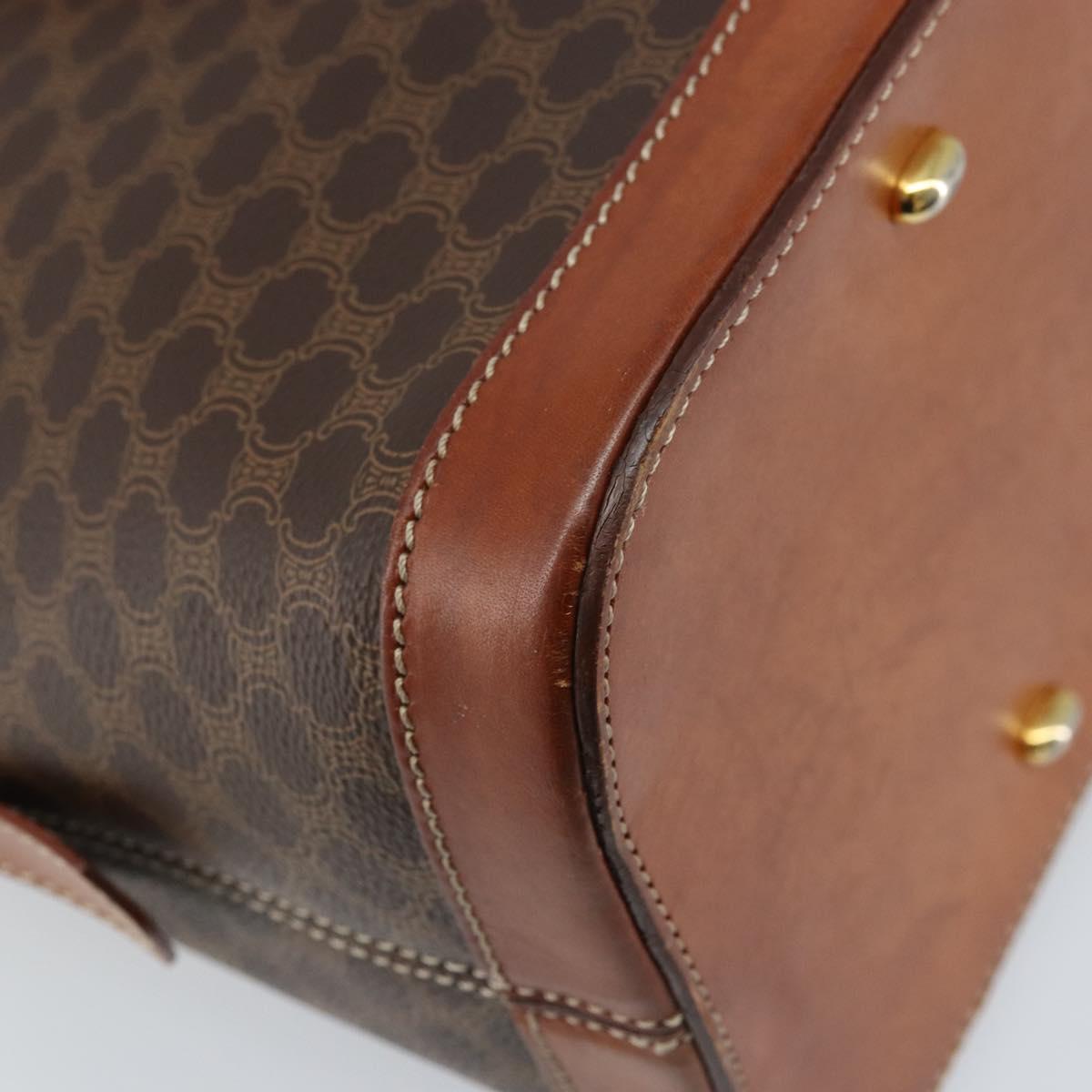 CELINE Macadam Canvas Hand Bag PVC Leather 2way Brown Gold Auth 171116