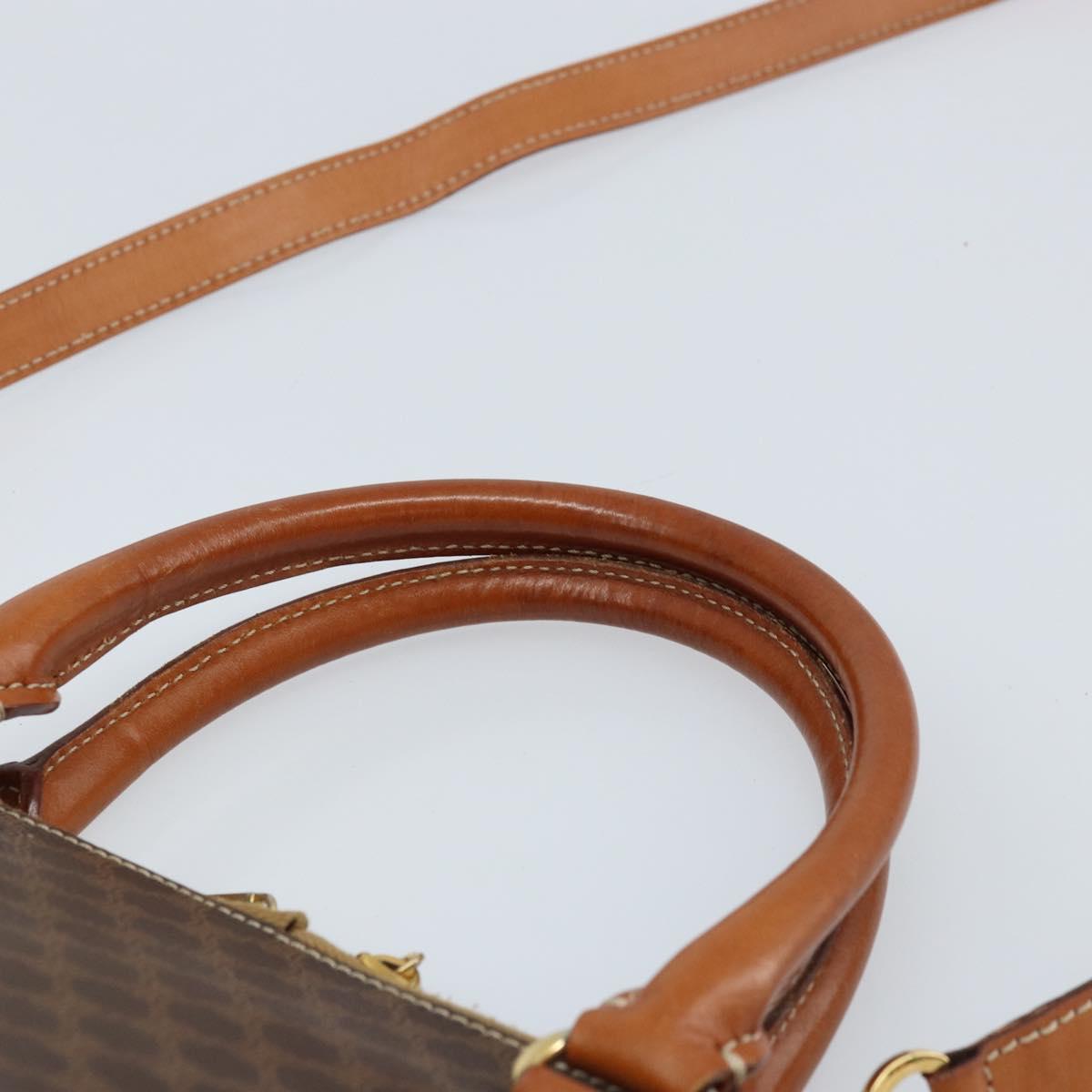 CELINE Macadam Canvas Hand Bag PVC Leather 2way Brown Gold Auth 171116