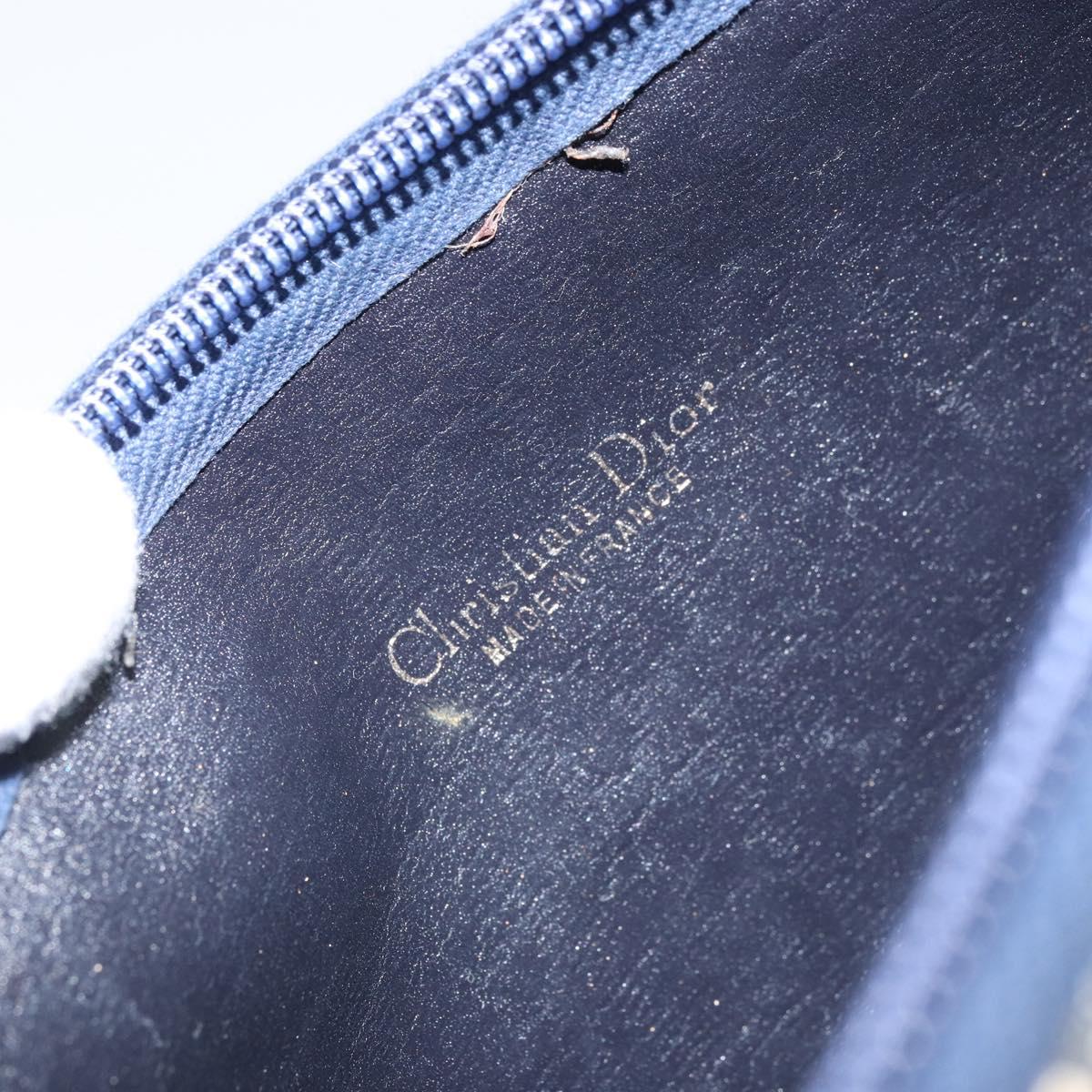 Christian Dior Trotter Canvas Shoulder Bag Navy Gold Auth 171117