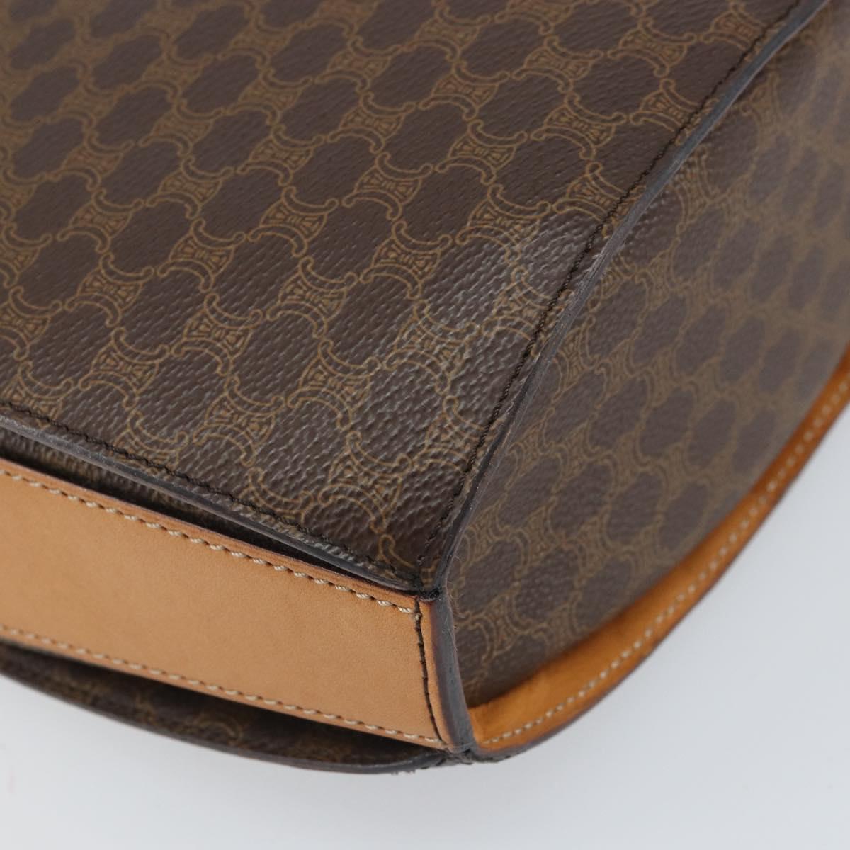 CELINE Macadam Canvas Shoulder Bag PVC Leather Brown Gold Auth 171119