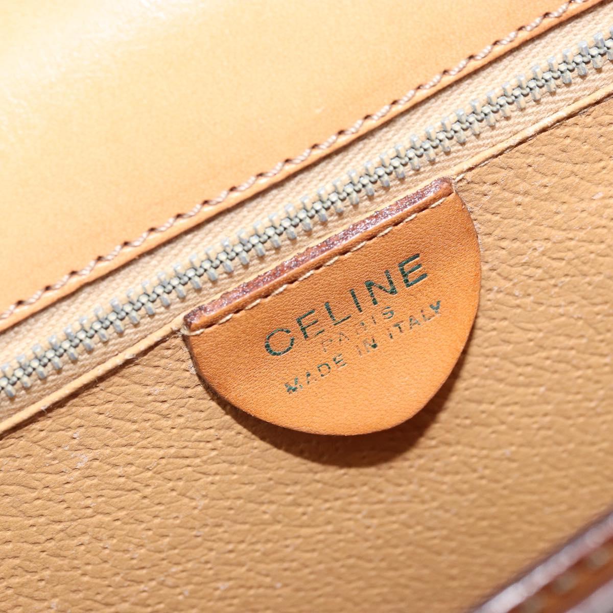 CELINE Macadam Canvas Shoulder Bag PVC Leather Brown Gold Auth 171119