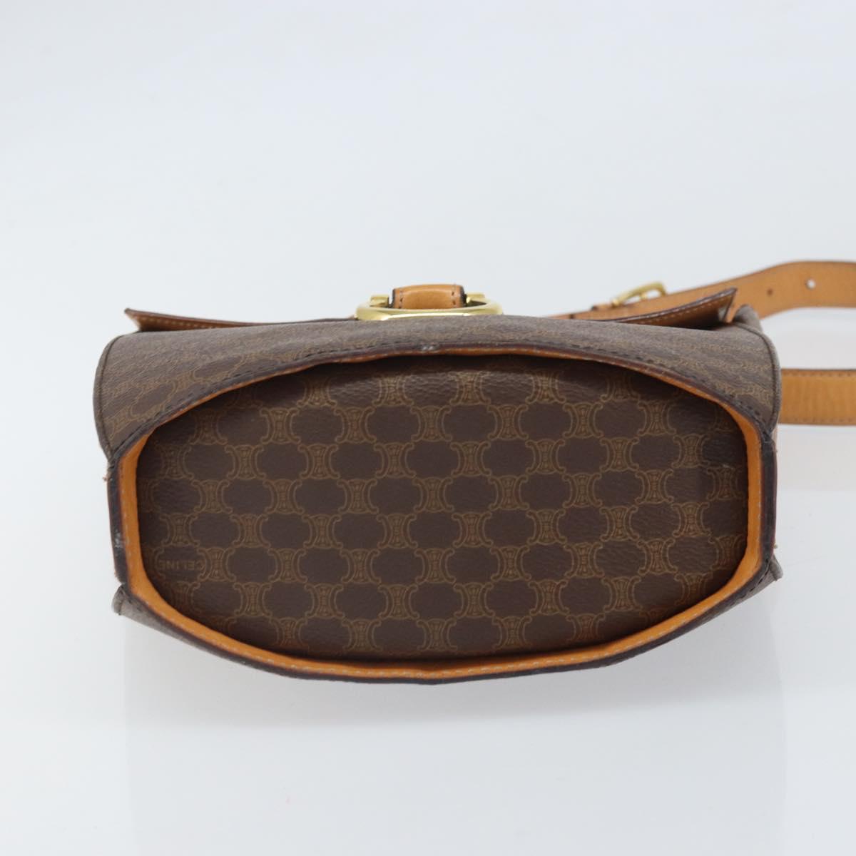 CELINE Macadam Canvas Shoulder Bag PVC Leather Brown Gold Auth 171119