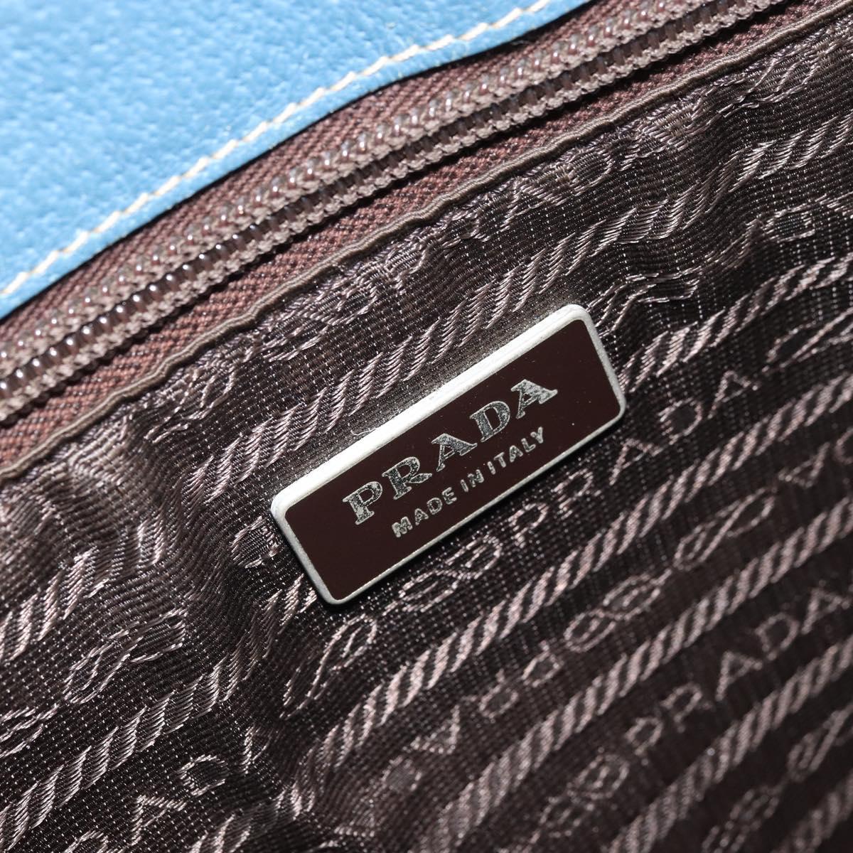 PRADA Tote Bag Canvas Beige Silver Auth 171123