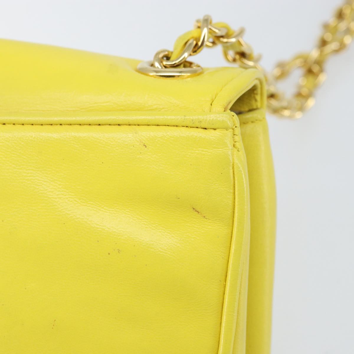CHANEL Chain Shoulder Bag Lamb Skin Yellow Gold CC Auth 171127V