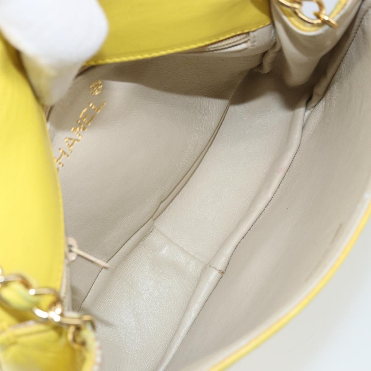 CHANEL Chain Shoulder Bag Lamb Skin Yellow Gold CC Auth 171127V