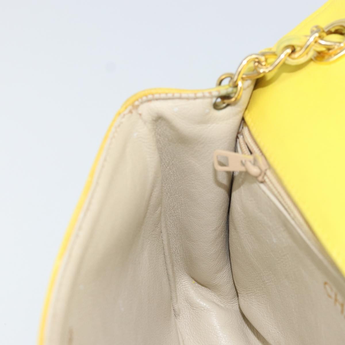 CHANEL Chain Shoulder Bag Lamb Skin Yellow Gold CC Auth 171127V
