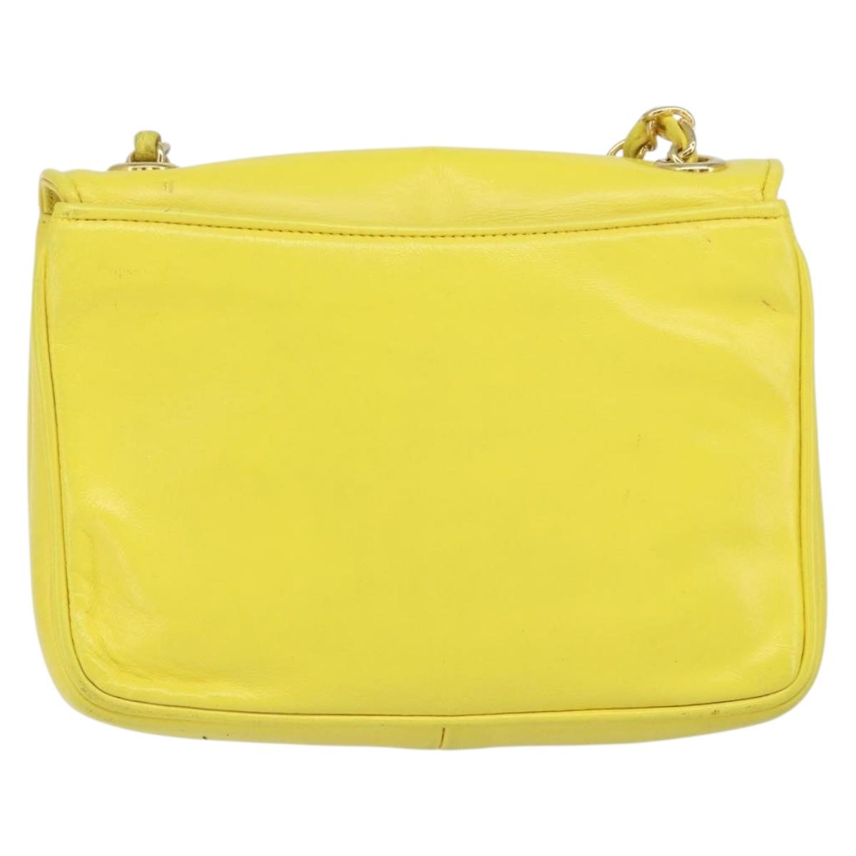 CHANEL Chain Shoulder Bag Lamb Skin Yellow Gold CC Auth 171127V